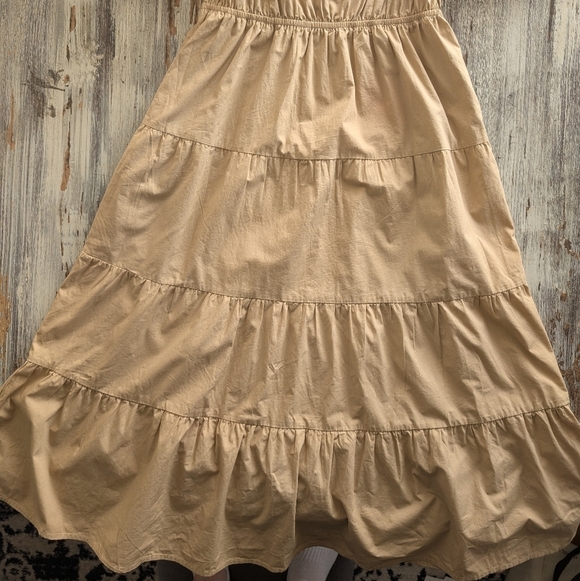 Greylin Poplin Tiered Cotton Midi Dress Camel Women's Small - Picture 3 of 9